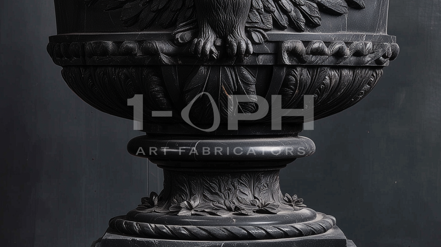 Imperial Eagle Black Marble Urn Planter