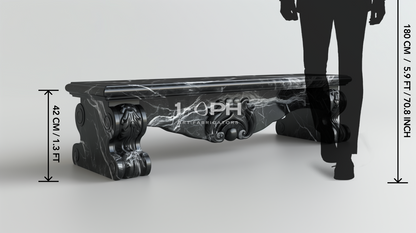 Baroque Nero Marble Bench