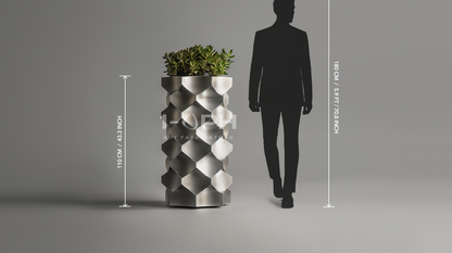 HexaFacet Stainless Steel Luxury Column Planter