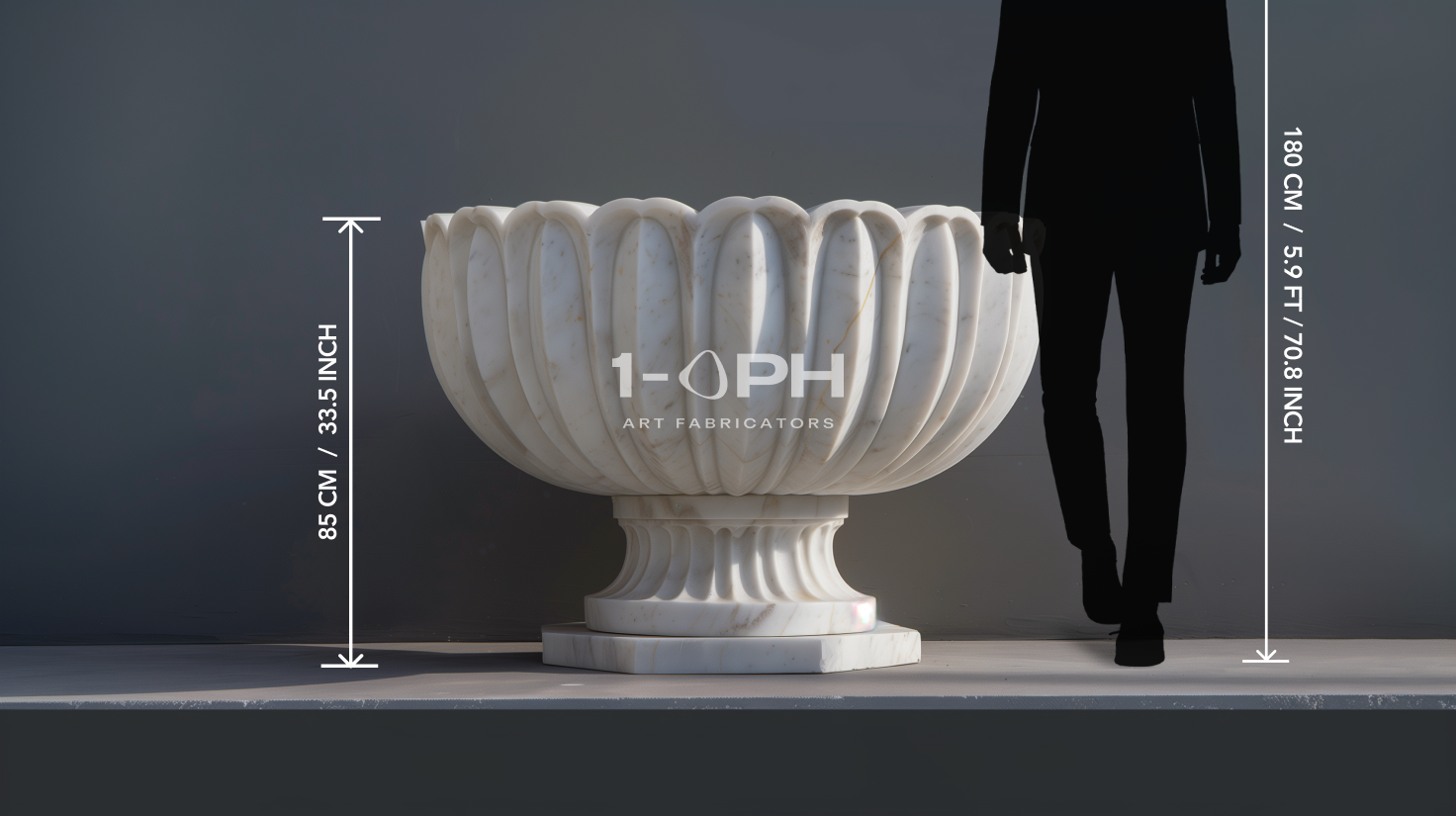 Fluted Crown Marble Urn Planter