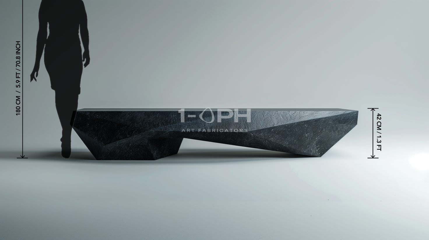 Obsidian Facet Marble Bench