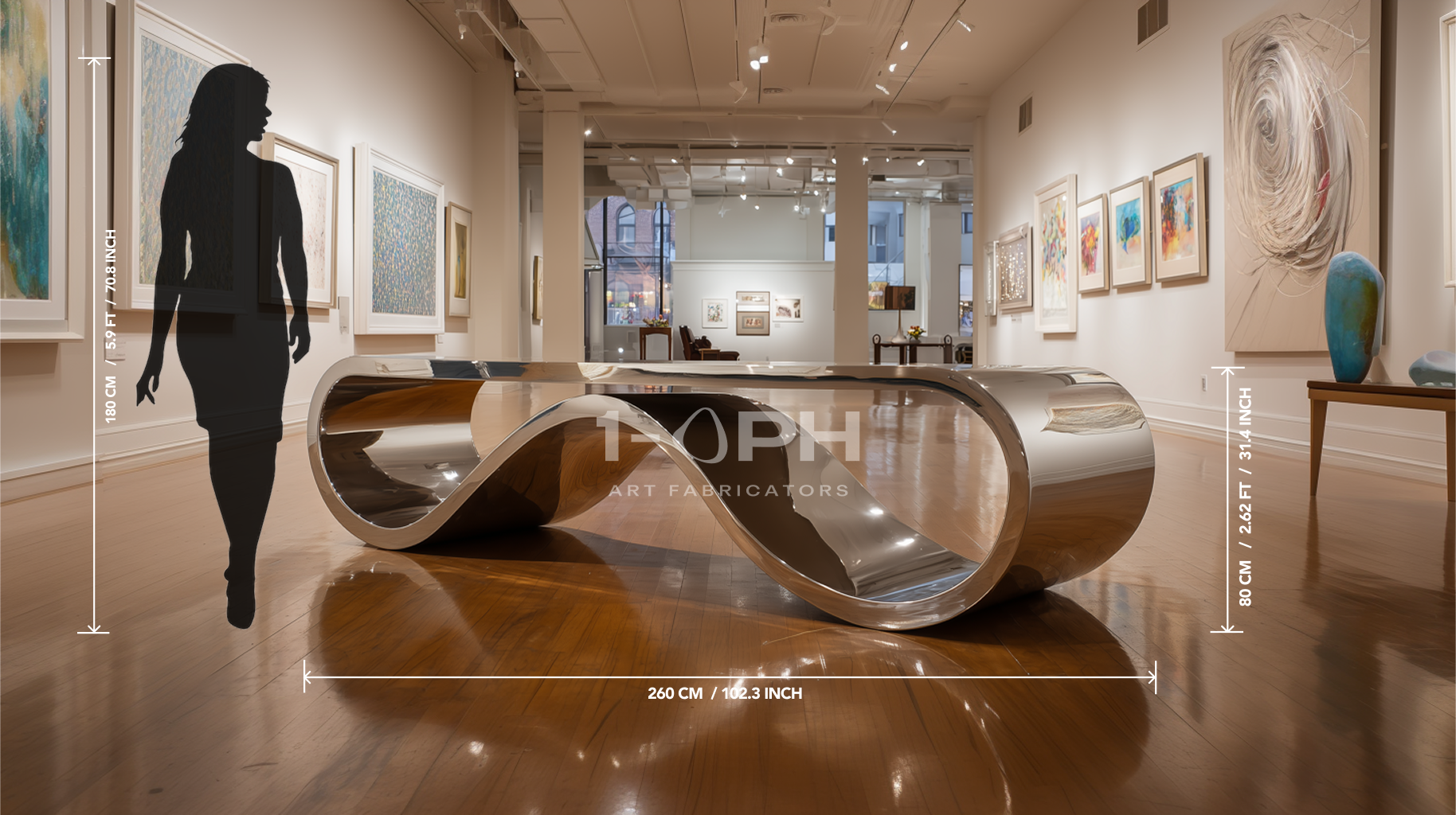 AeroLoop Bench — Ribbon-Form Mirror Stainless Steel Sculpture Bench