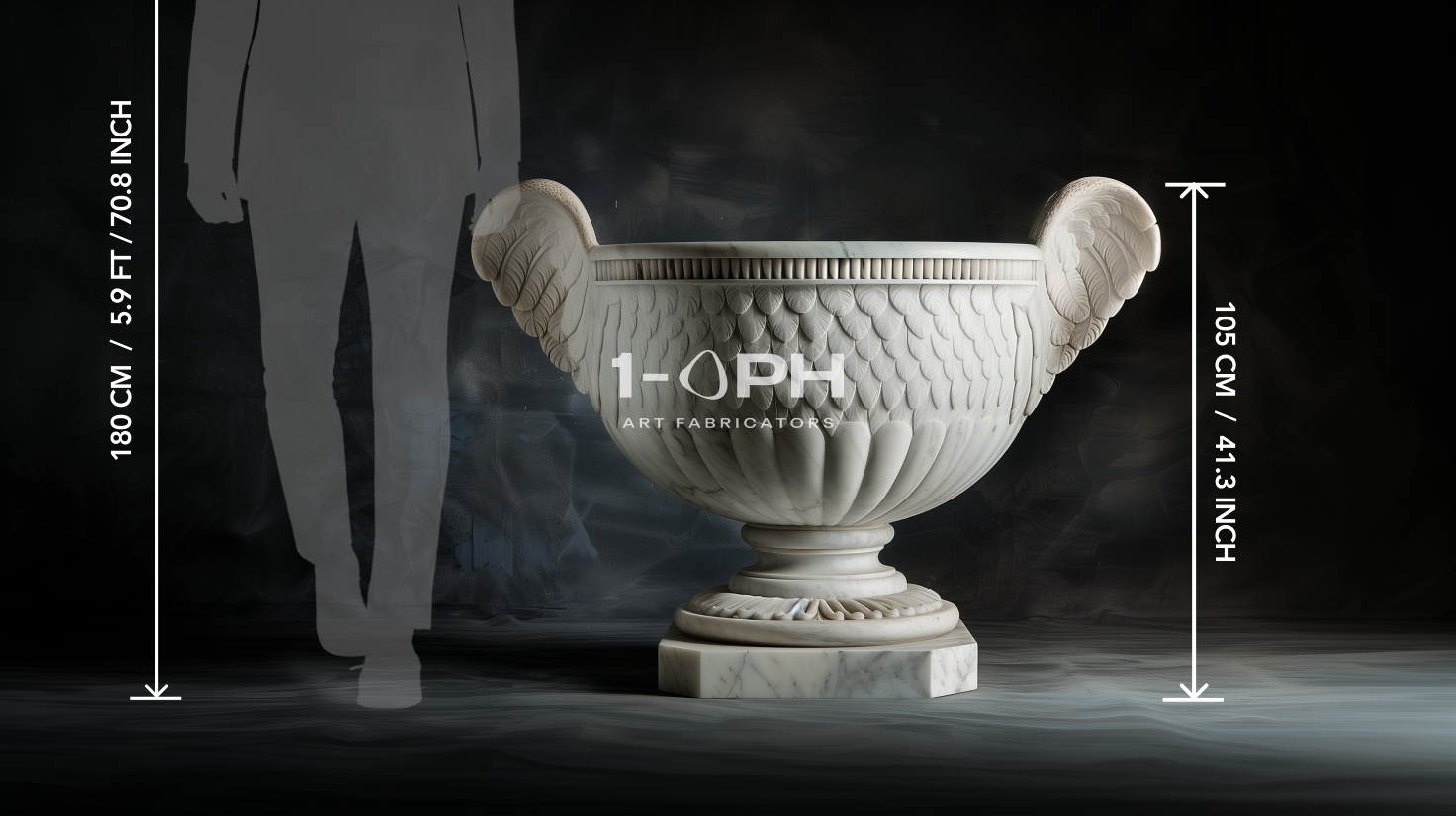 Aquila Wing Marble Urn Planter