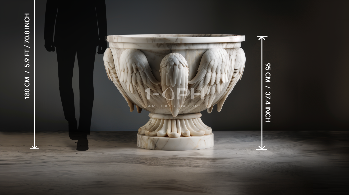 Carrara Winged Marble Urn Planter