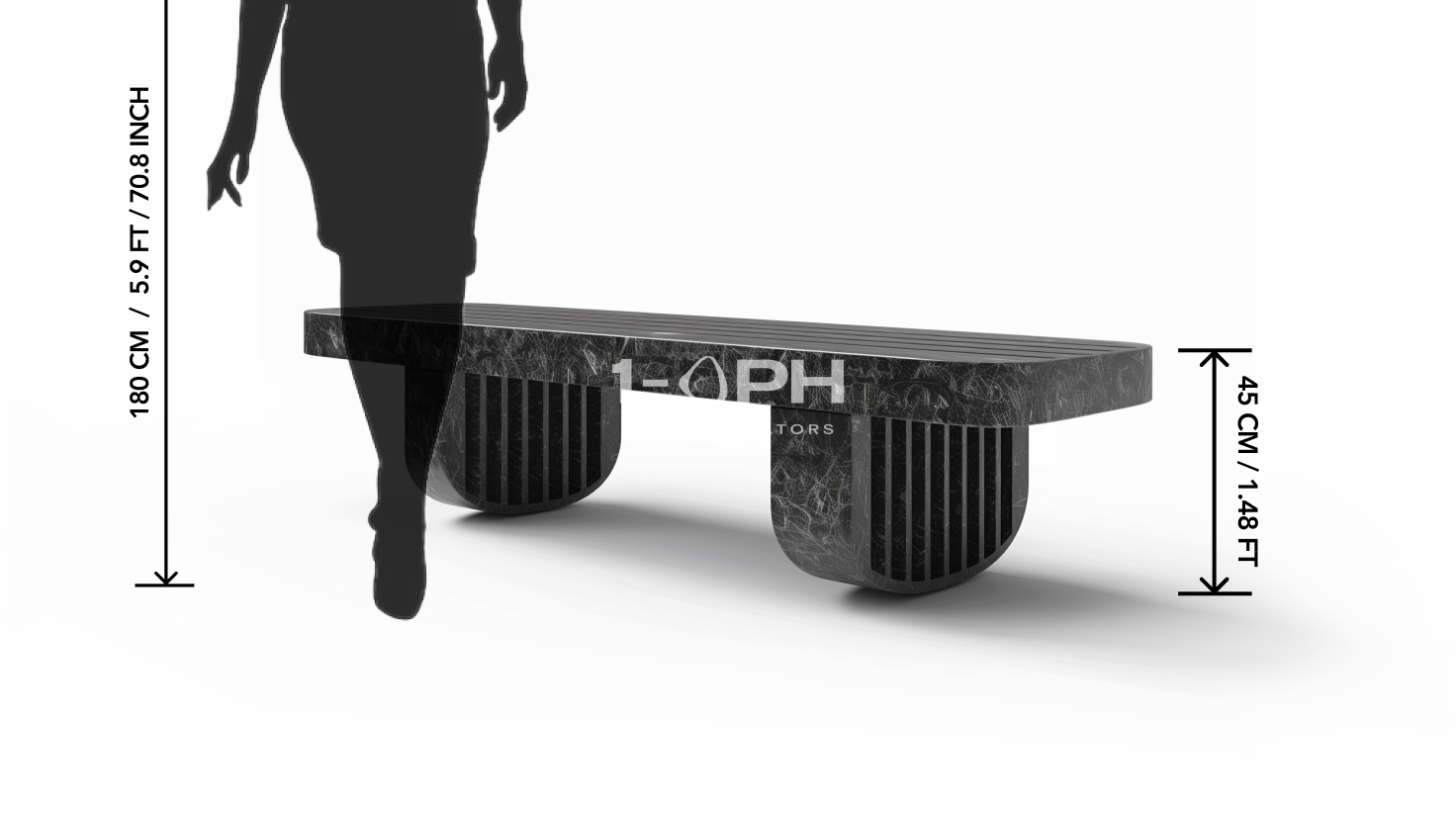 Obsidian Column Marble Bench