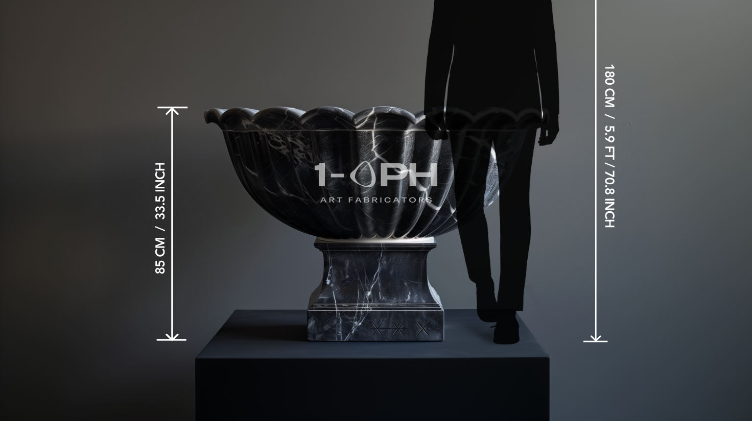 Nero Fluted Marble Urn Planter