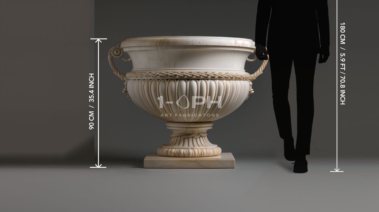 Heritage Rope-Handle Marble Urn Planter
