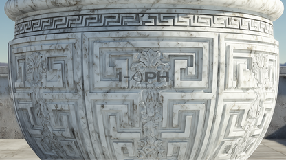 Imperial Helios Vessel — Monumental Carved Marble Planter