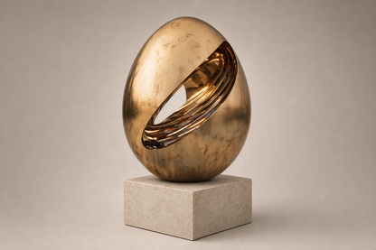Ovena gilt bronze egg sculpture by 1-OPH