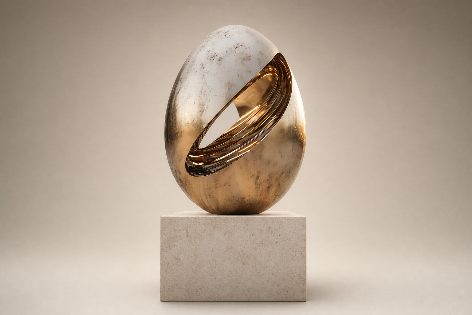 Ovena gilt bronze egg sculpture by 1-OPH