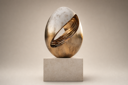 Ovena gilt bronze egg sculpture by 1-OPH