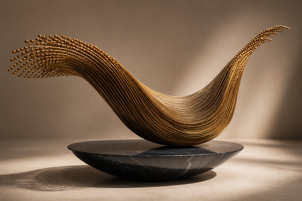 Albireo — Brass on Nero Marquina marble sculpture by 1-OPH