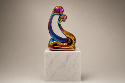 Altair iridescent stainless steel scroll sculpture by 1-OPH