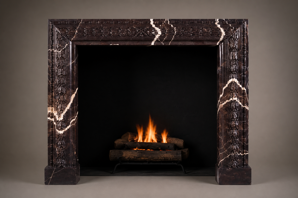 Amaranta fireplace, side view showing the profile