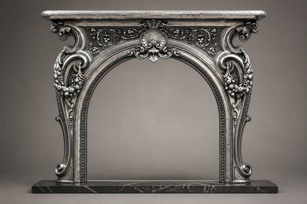 Anwar fireplace, side view showing the profile