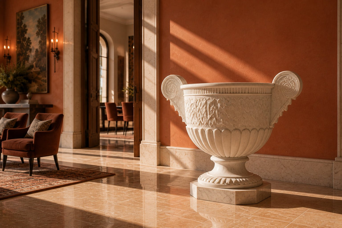 Aquila Wing Marble Urn Planter