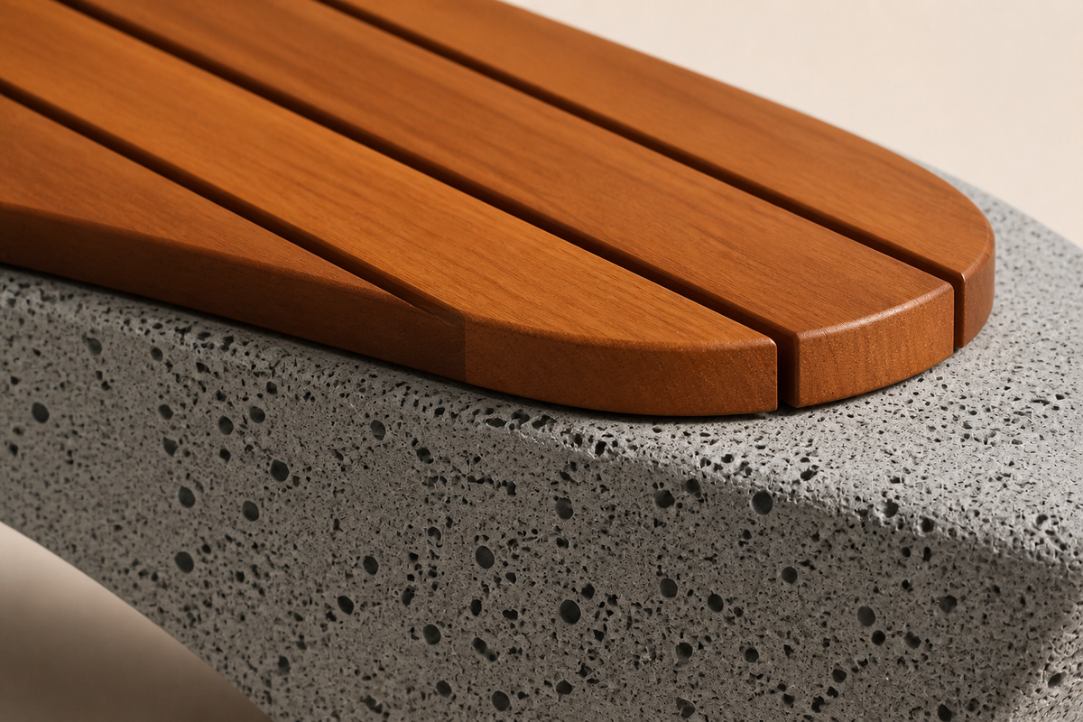 ARC STRATA BENCH II, close studio detail of the surface and material