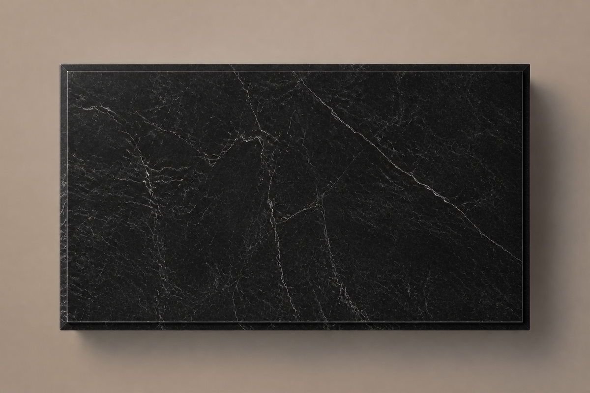 Arcade Base Deep black marble plinth base by 1-OPH, overhead view