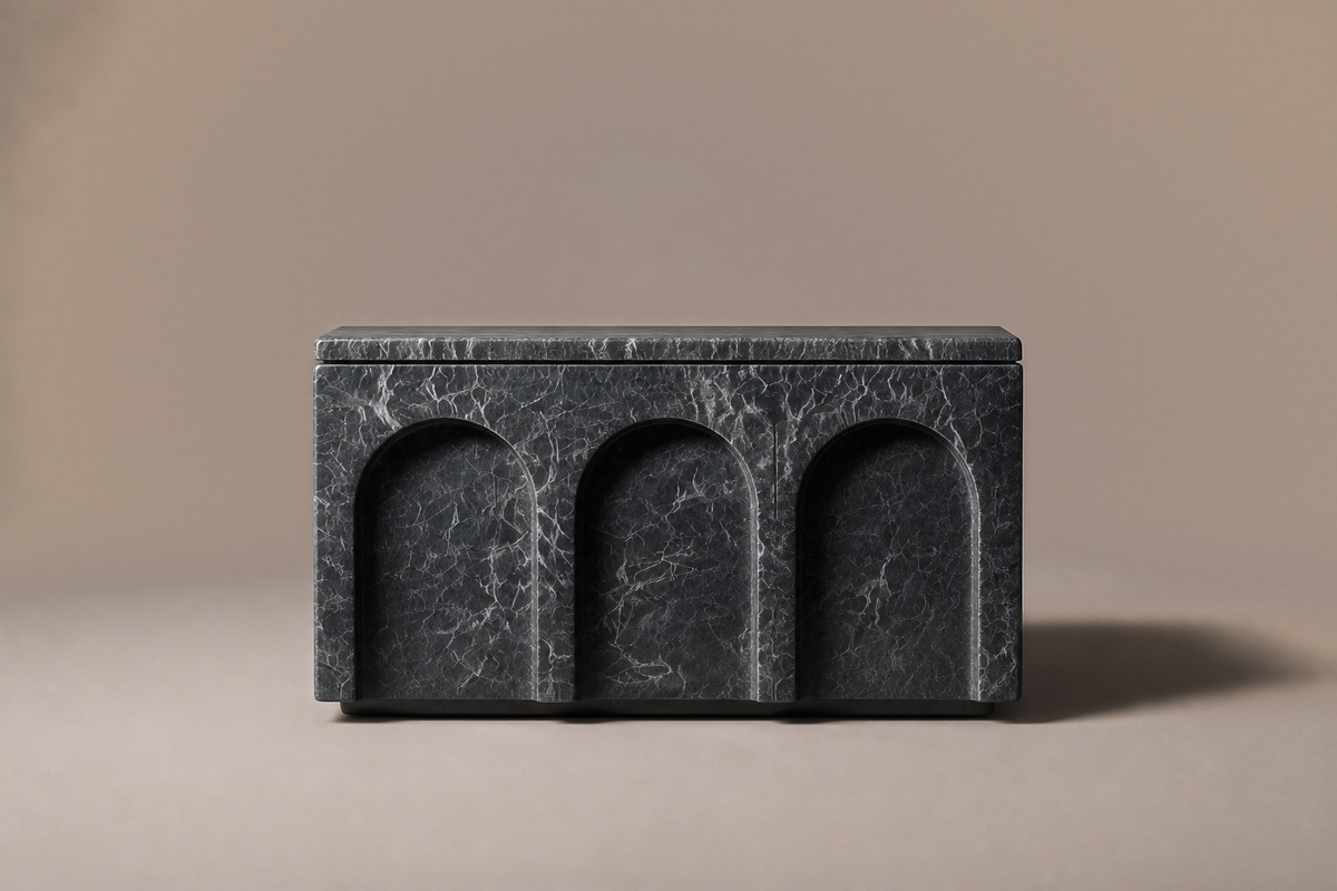 Arcade Base Low black marble plinth base by 1-OPH, surface detail