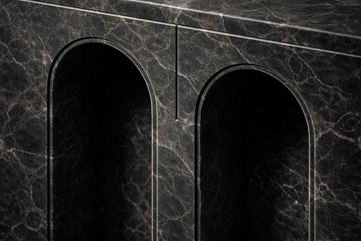 Arcade Base Low black marble plinth base by 1-OPH, surface detail