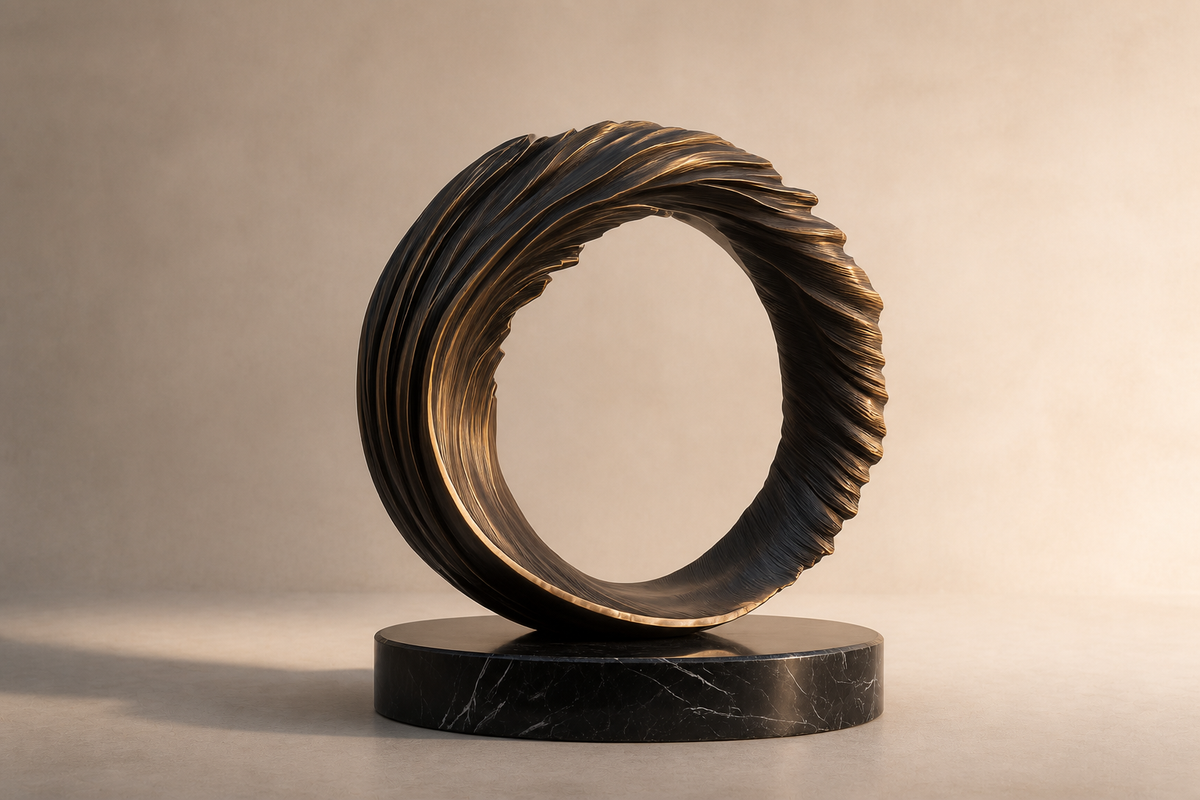 Arenal — Bronze on Nero Marquina marble sculpture by 1-OPH