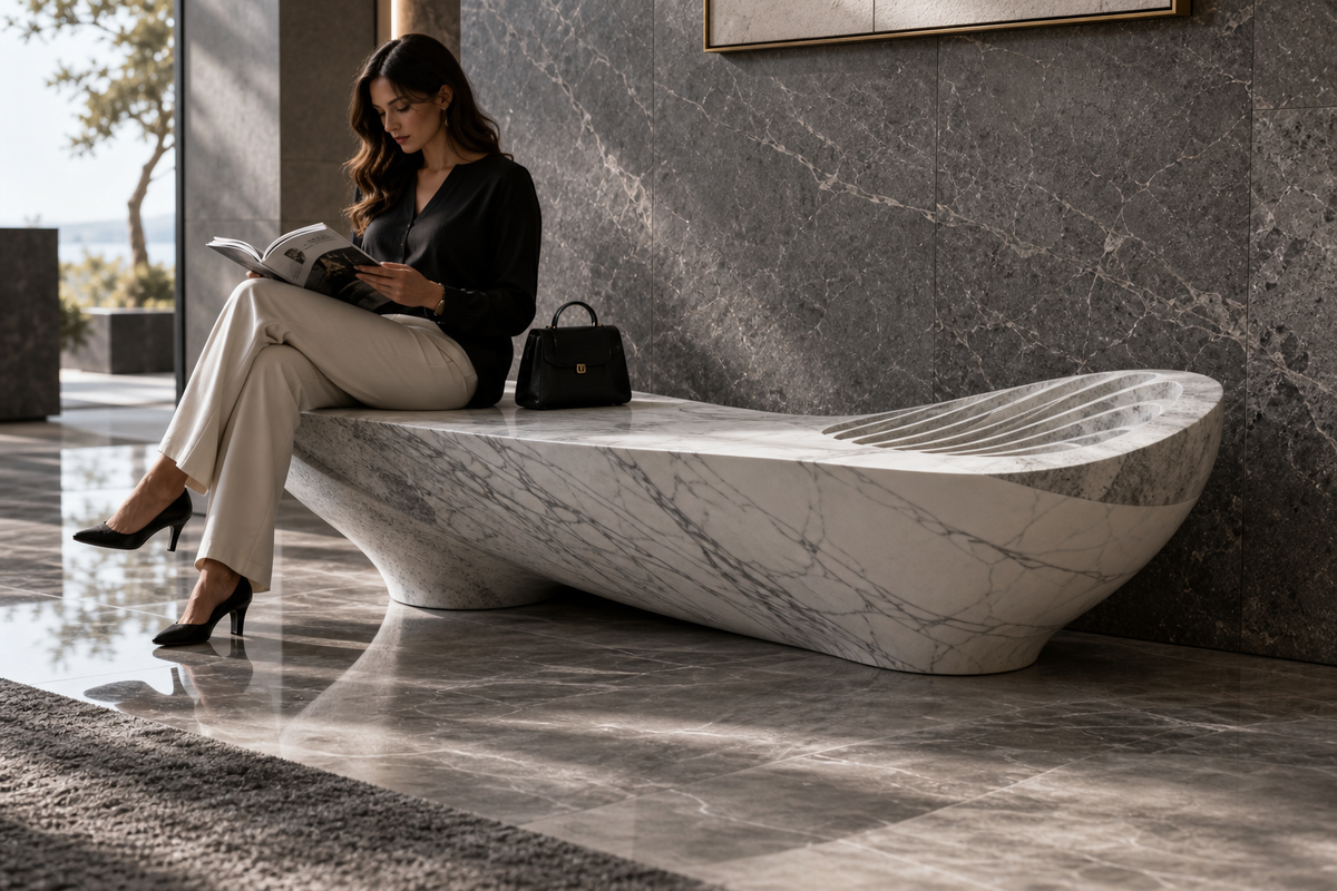 Aurelia Wave Marble Bench