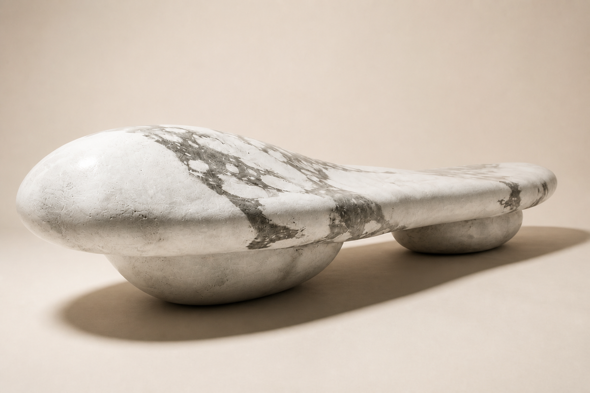 AURORA BALANCE BENCH XIV, three-quarter studio view showing its profile