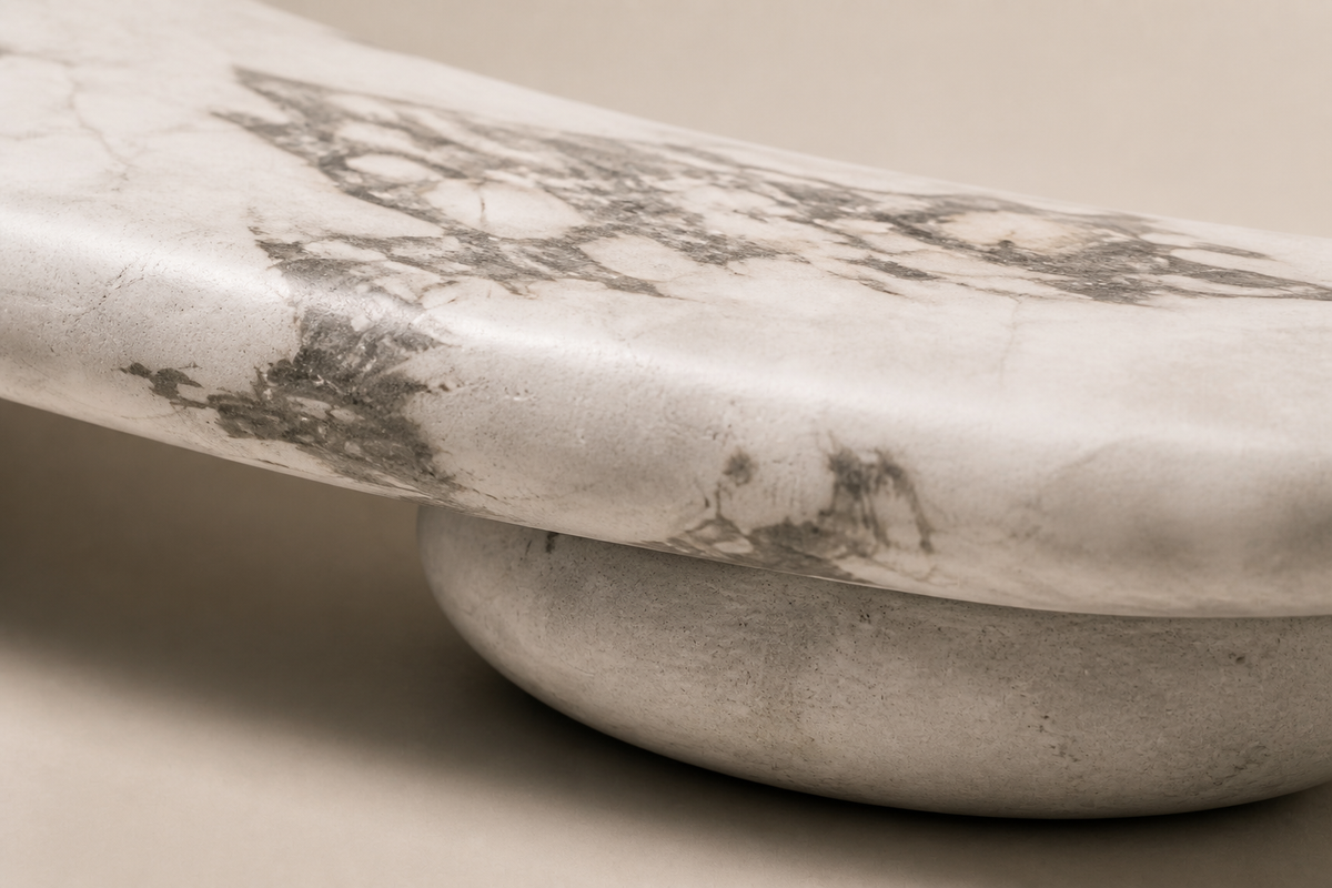 AURORA BALANCE BENCH XIV, close studio detail of the surface and material