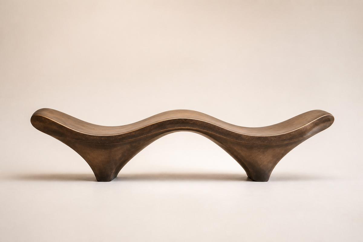 AURORA FLOW BENCH II, studio view of the whole piece