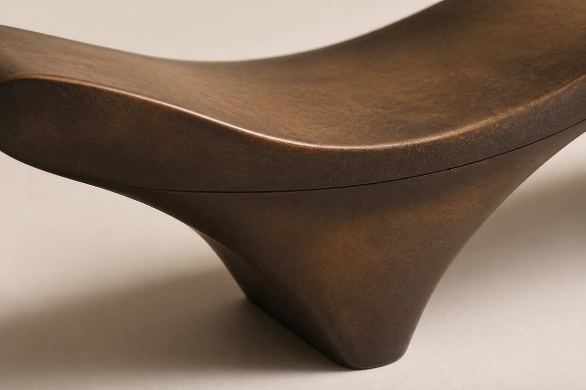 AURORA FLOW BENCH II, close studio detail of the surface and material