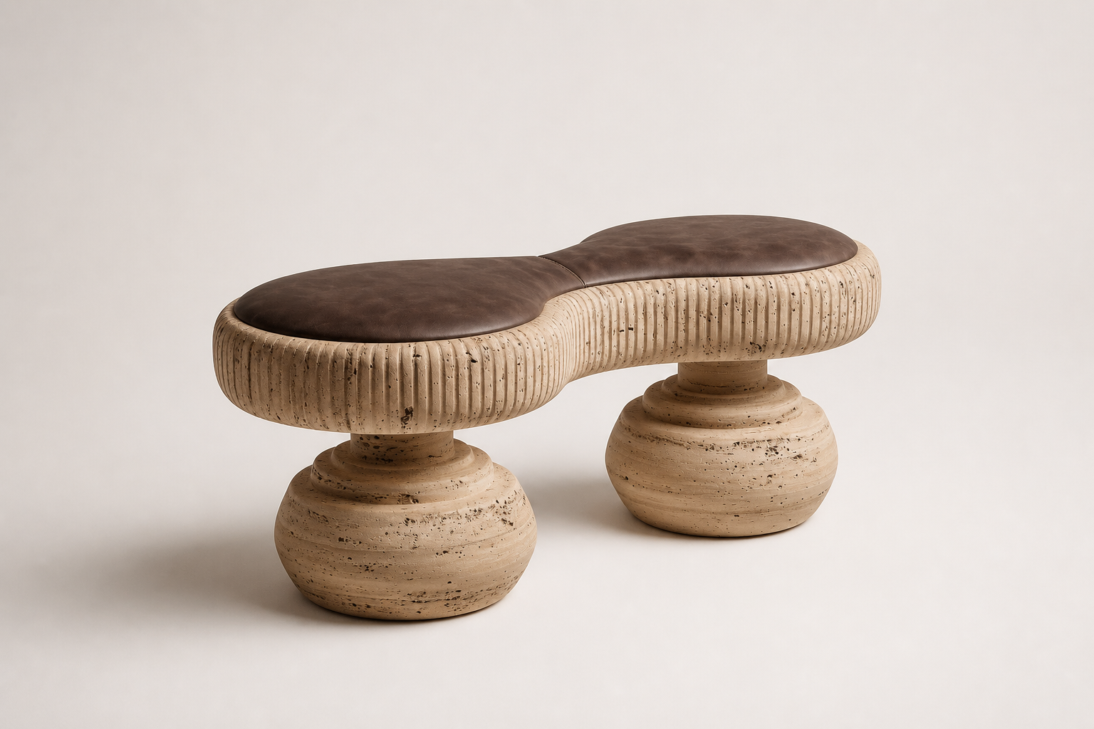Lento — travertine sculptural bench by 1-OPH
