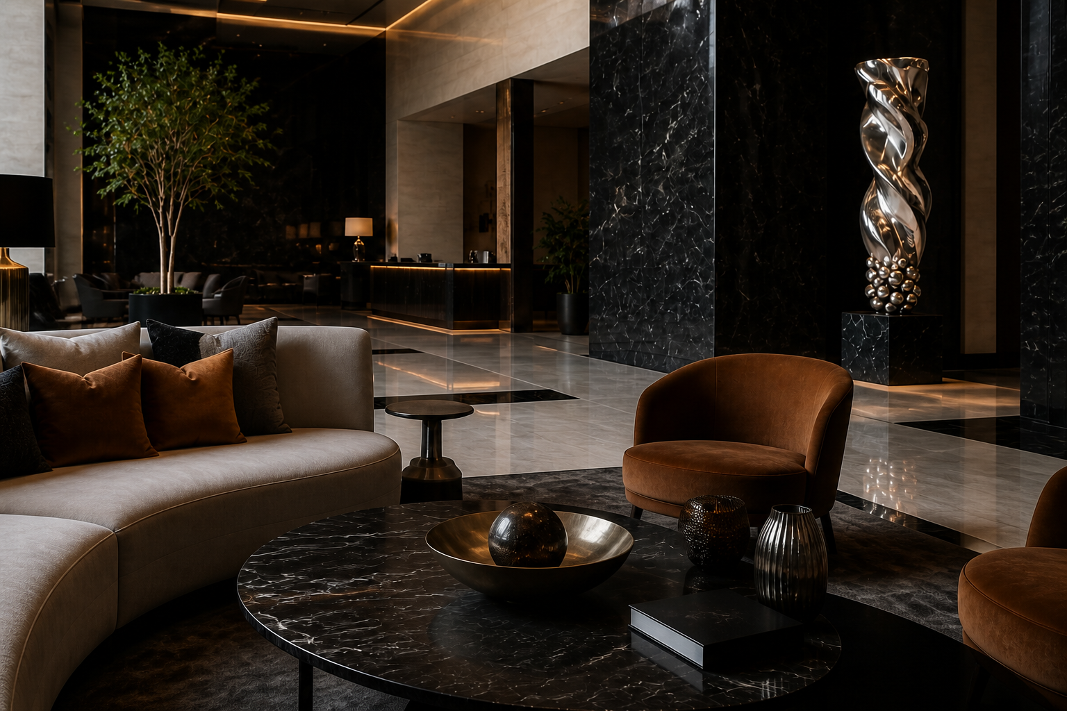Alcor — Stainless steel on Nero Marquina marble sculpture by 1-OPH