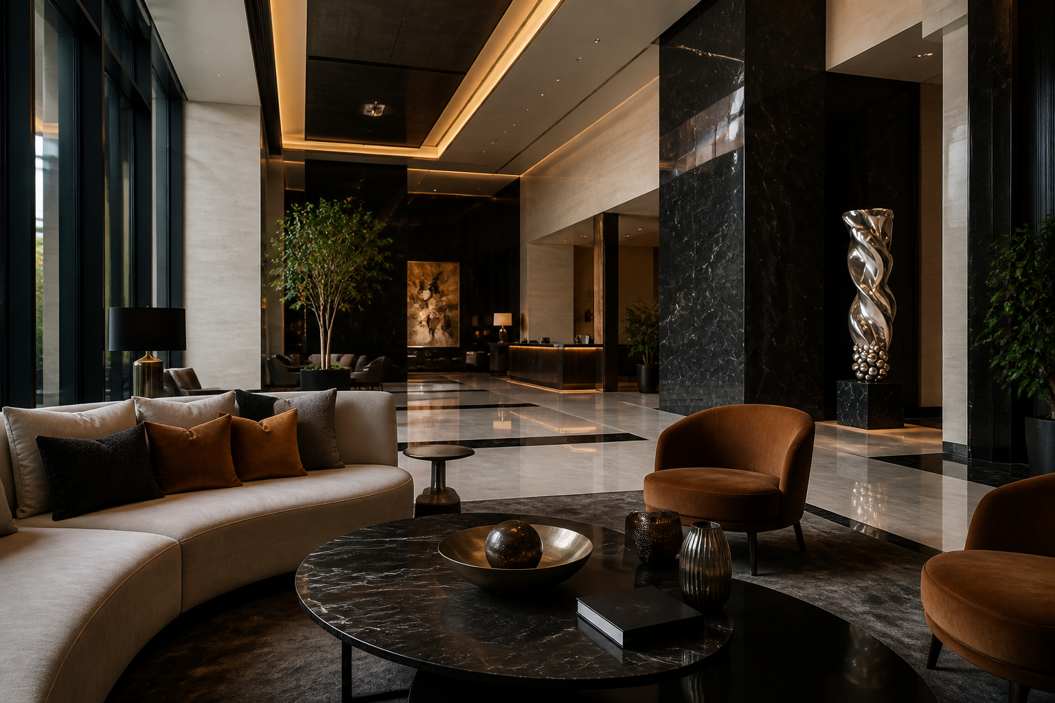 Alcor — Stainless steel on Nero Marquina marble sculpture by 1-OPH