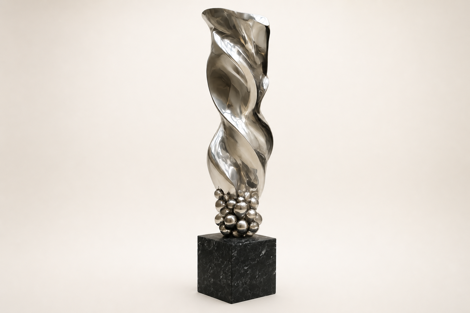 Alcor — Stainless steel on Nero Marquina marble sculpture by 1-OPH