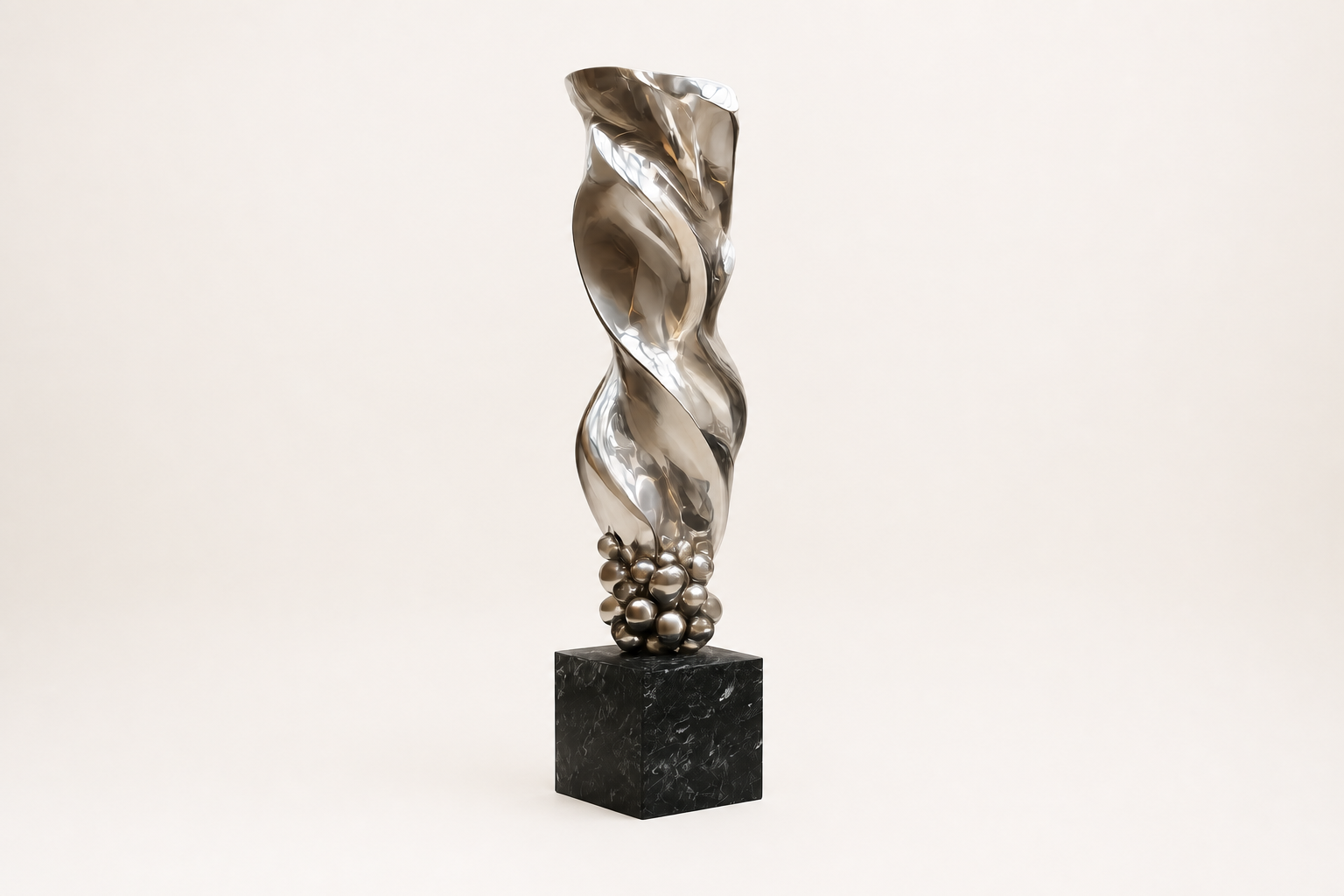 Alcor — Stainless steel on Nero Marquina marble sculpture by 1-OPH