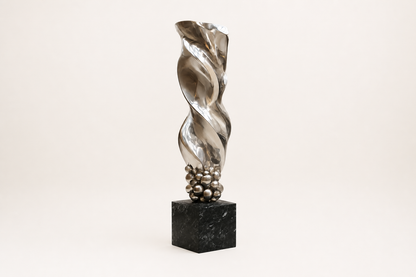 Alcor — Stainless steel on Nero Marquina marble sculpture by 1-OPH