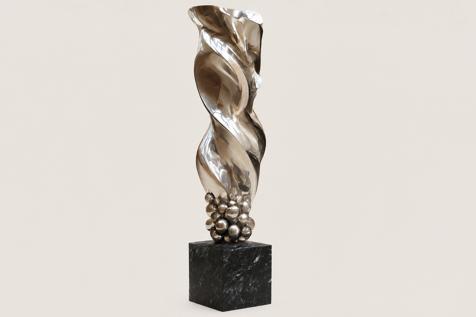 Alcor — Stainless steel on Nero Marquina marble sculpture by 1-OPH
