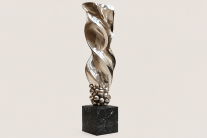 Alcor — Stainless steel on Nero Marquina marble sculpture by 1-OPH