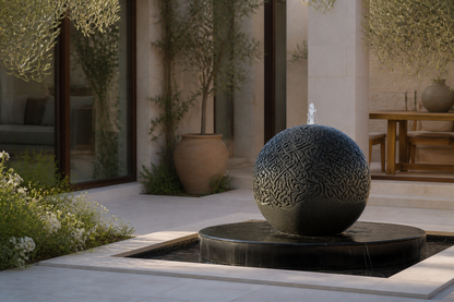 Atria — granite sphere fountain by 1-OPH