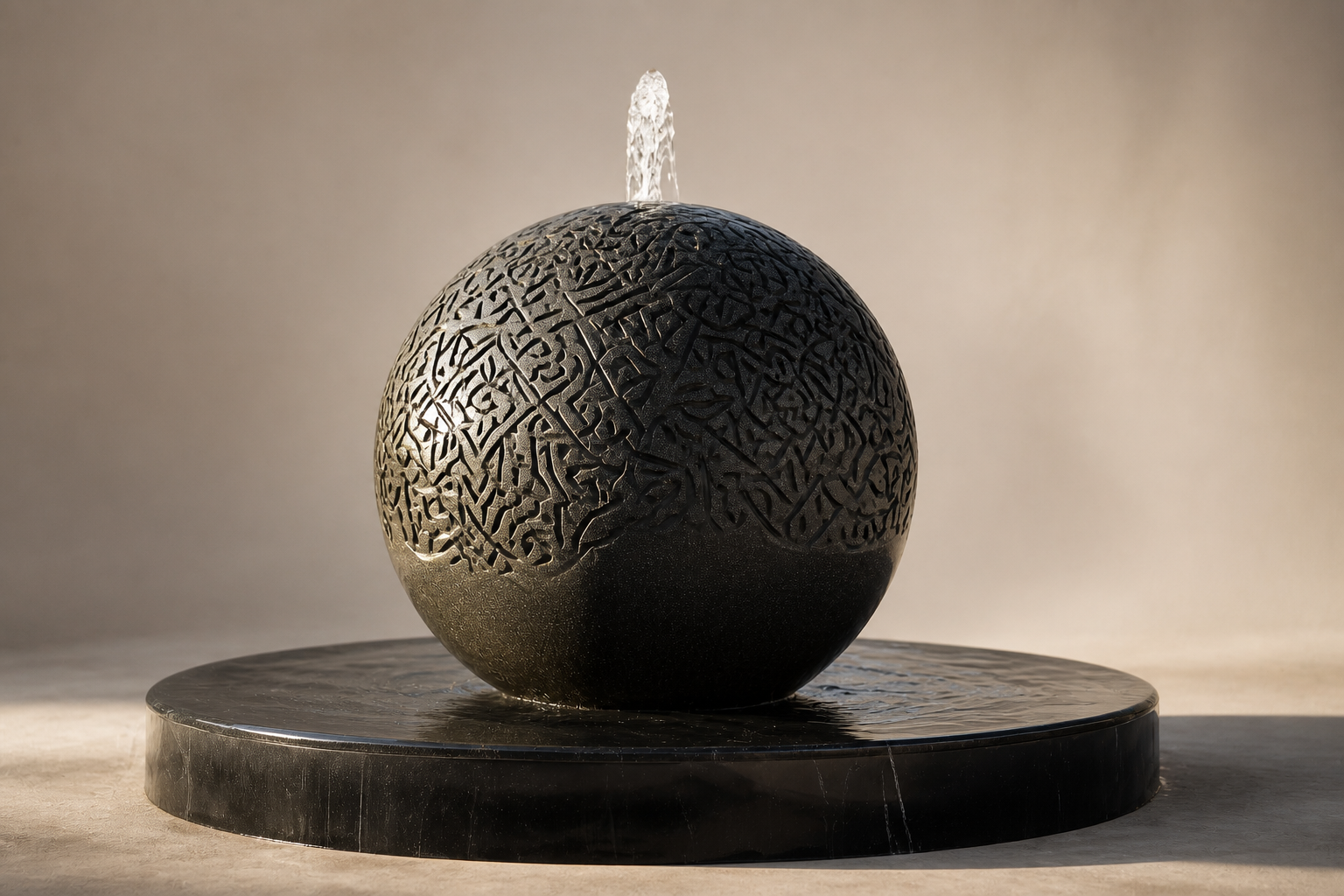 Atria — granite sphere fountain by 1-OPH