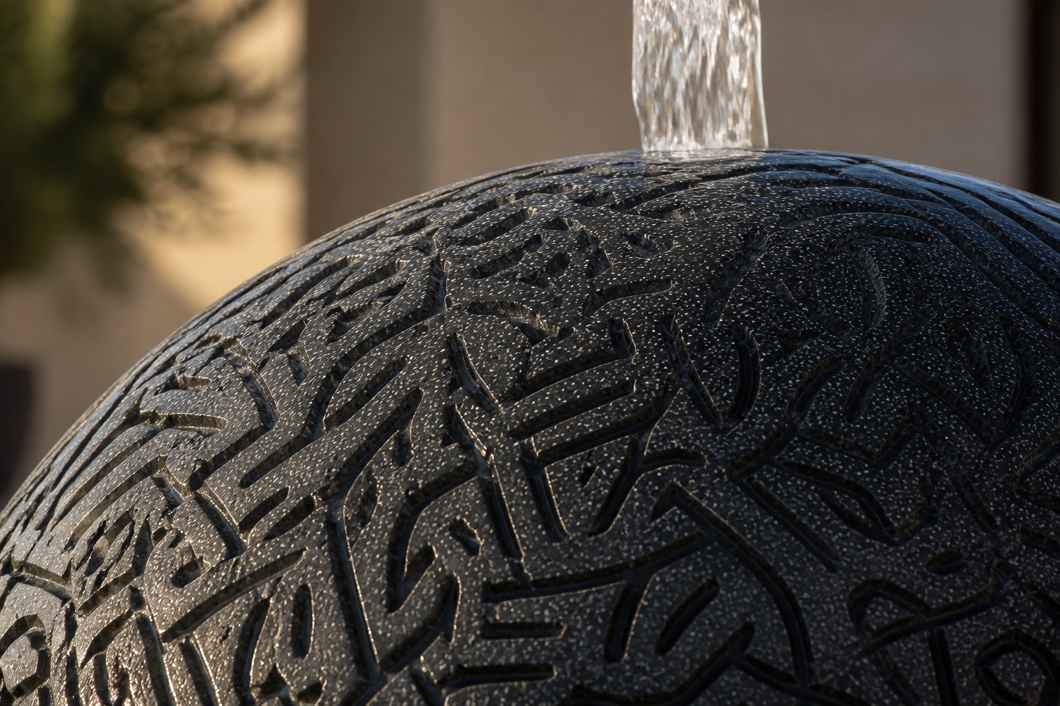 Atria — granite sphere fountain by 1-OPH