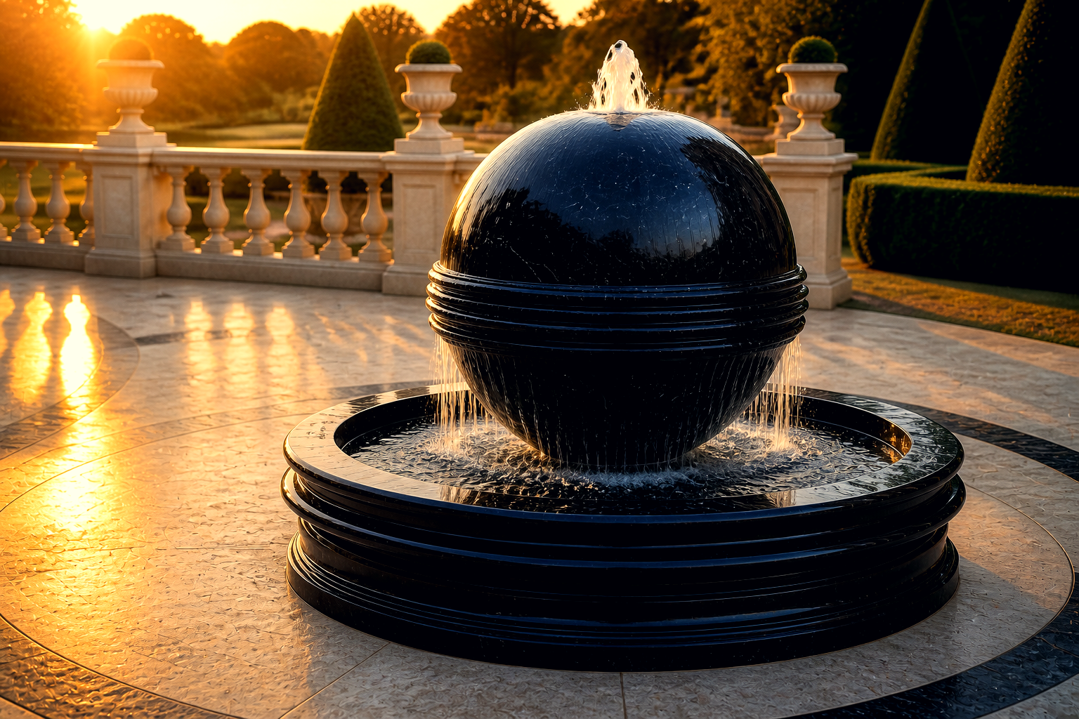 Gacrux — nero marquina marble sphere fountain by 1-OPH