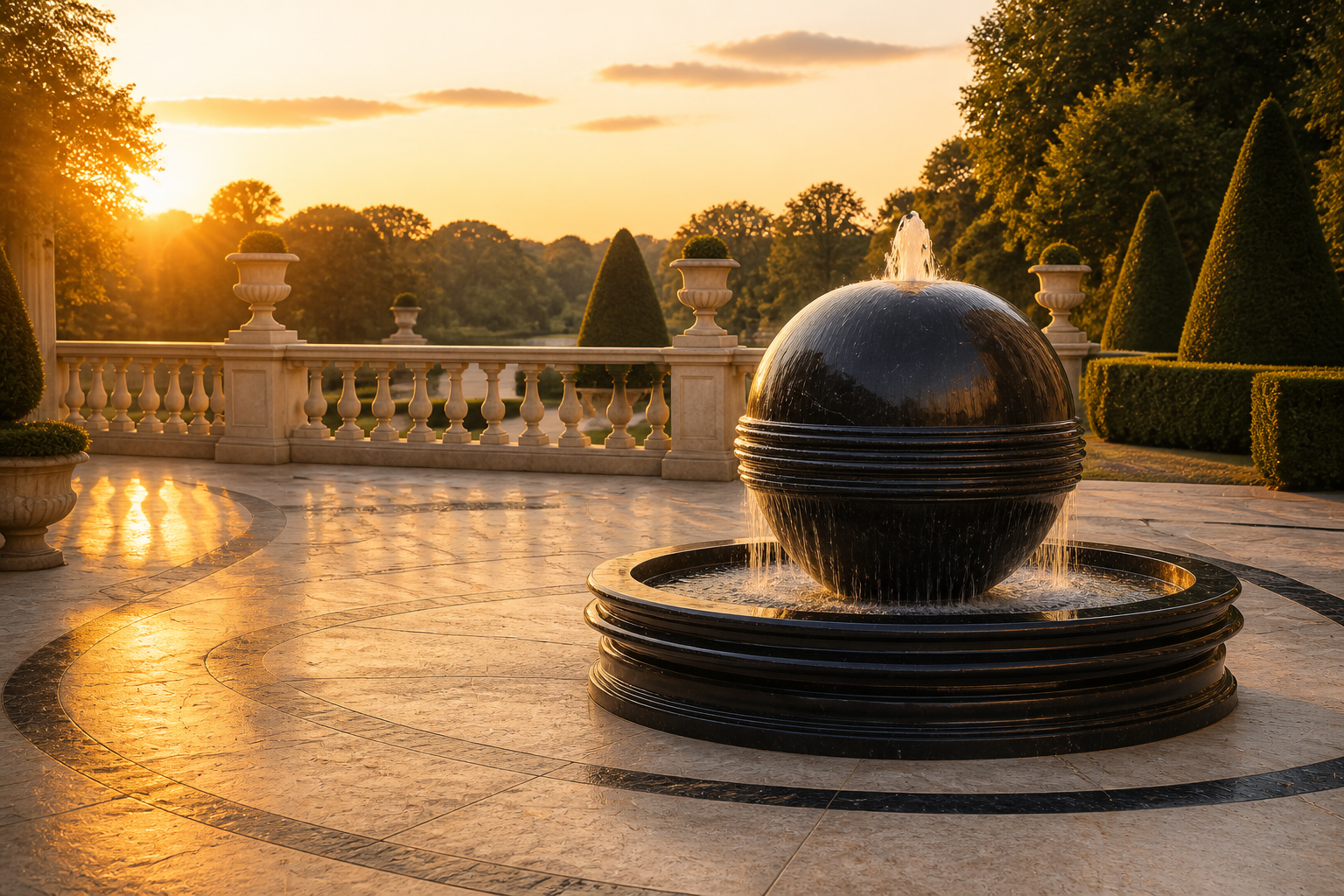 Gacrux — nero marquina marble sphere fountain by 1-OPH
