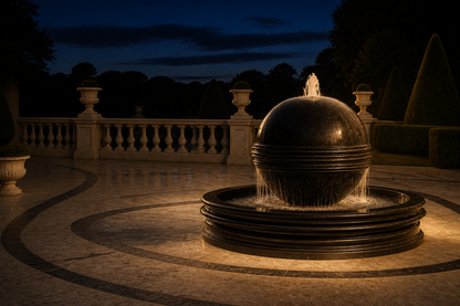 Gacrux — nero marquina marble sphere fountain by 1-OPH