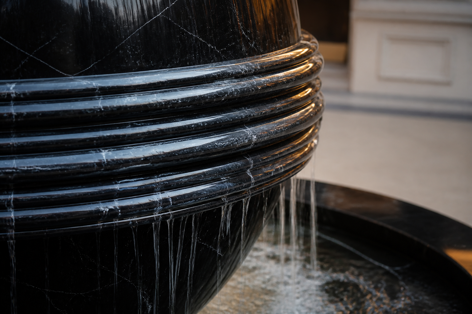 Gacrux — nero marquina marble sphere fountain by 1-OPH