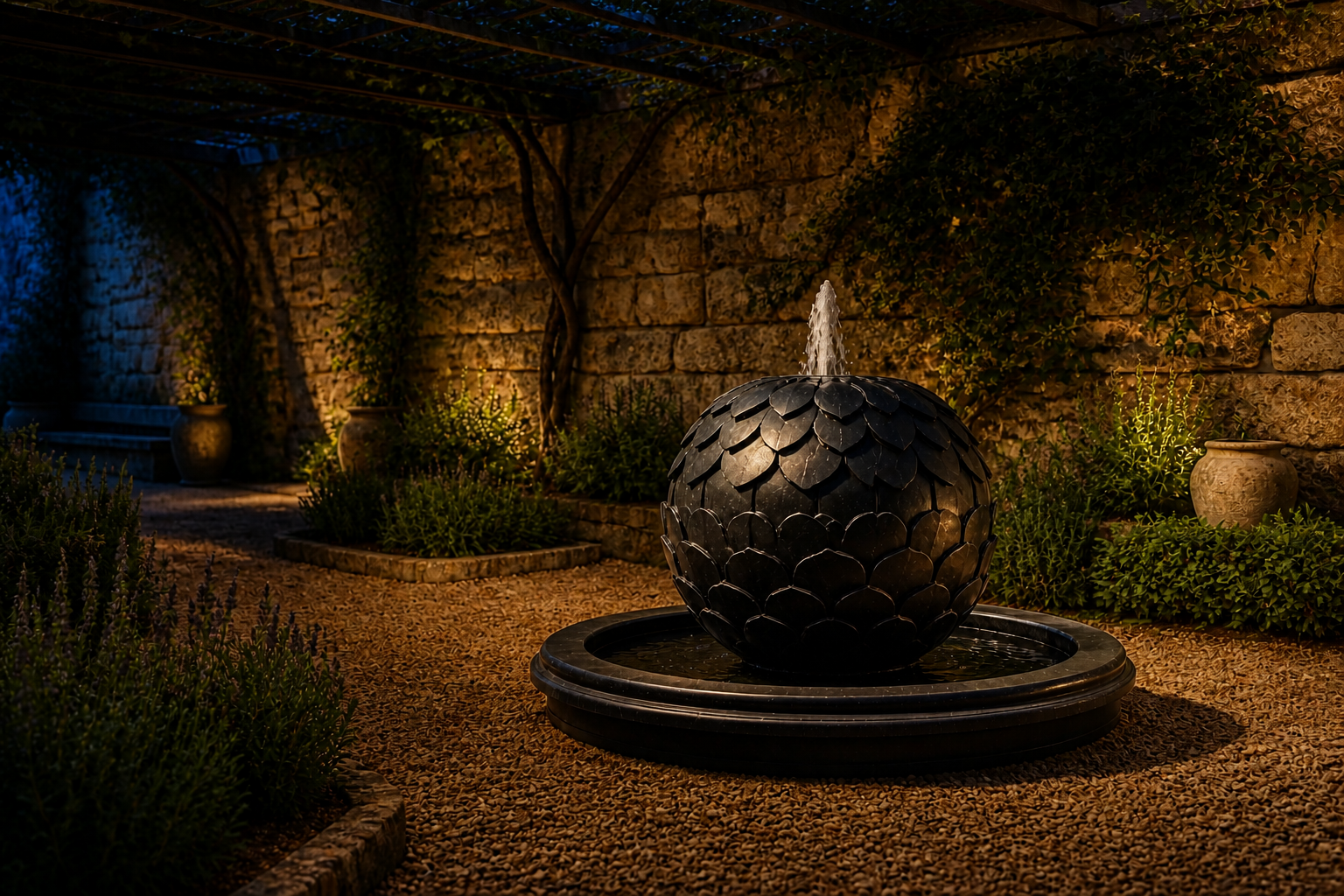 Avior — stone sphere fountain by 1-OPH