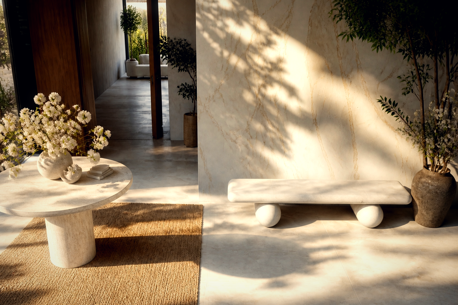 Lenire — stone sculptural bench by 1-OPH