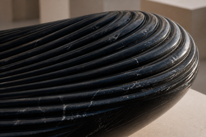 Naos — Nero Marquina marble on limestone sculpture by 1-OPH