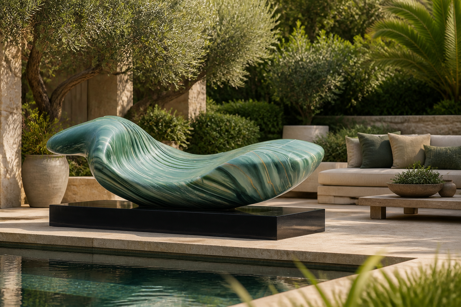 Suhail — Green marble on black marble sculpture by 1-OPH