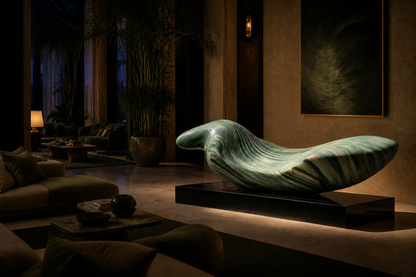 Suhail — Green marble on black marble sculpture by 1-OPH
